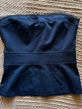 White House Black Market Strapless Peplum Top Black Size 2 #14